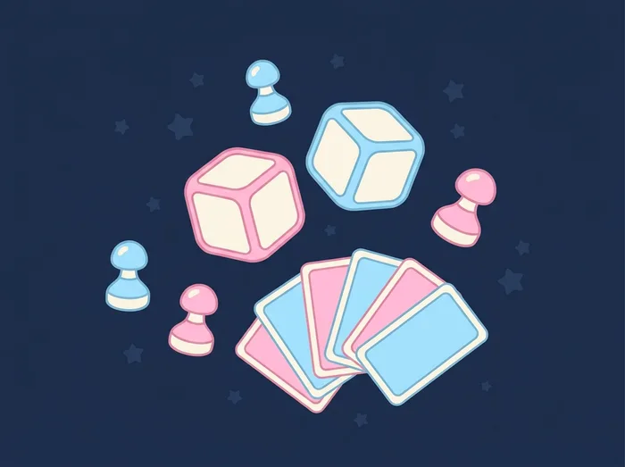 Dés, pions et cartes de jeu en apesanteur dans l'espace